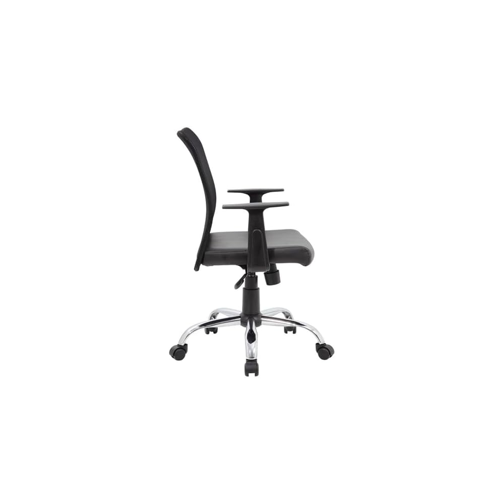 UrbanPro Mesh Back Swivel Task Chair, Black Finish, Adjustable Height, Ergonomic Design with Upholstered Seat, Chrome Base, Fixed Armrests, 25 in Wide, Office Desk Chair for Home or Workplace Use