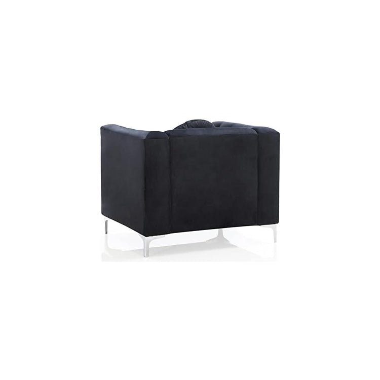 Indoor Home Office Decortative Guest Cushioned Seat/Sofa Pompano Black Tufted Velvet Accent Chair