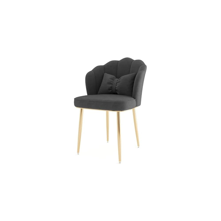 Modern Armless Vanity Chair, High Back Padded Seat, Stylish Blue & Gold Legs, Perfect for Makeup, Reading, Living Room, Bedroom, Home Decor Accent.