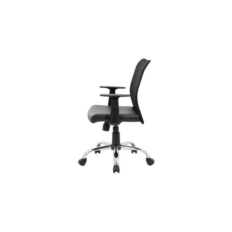 UrbanPro Mesh Back Swivel Task Chair, Black Finish, Adjustable Height, Ergonomic Design with Upholstered Seat, Chrome Base, Fixed Armrests, 25 in Wide, Office Desk Chair for Home or Workplace Use