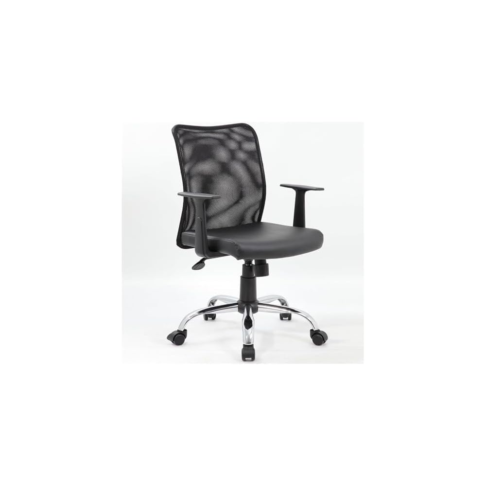 UrbanPro Mesh Back Swivel Task Chair, Black Finish, Adjustable Height, Ergonomic Design with Upholstered Seat, Chrome Base, Fixed Armrests, 25 in Wide, Office Desk Chair for Home or Workplace Use