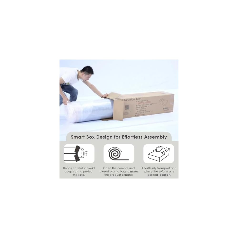 Container Furniture Chamden Oversized Chaise Lounge Chair, Modern Corduroy Sofa Bed with Full Foam Cushioning, Cozy Convertible Sleeper for Living Room or Bedroom, Ivory