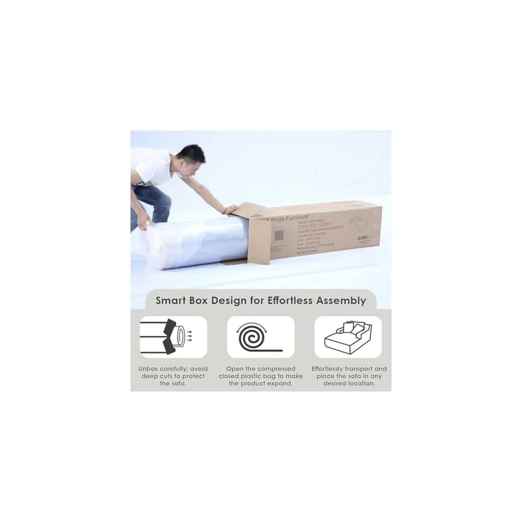 Container Furniture Chamden Oversized Chaise Lounge Chair, Modern Corduroy Sofa Bed with Full Foam Cushioning, Cozy Convertible Sleeper for Living Room or Bedroom, Ivory