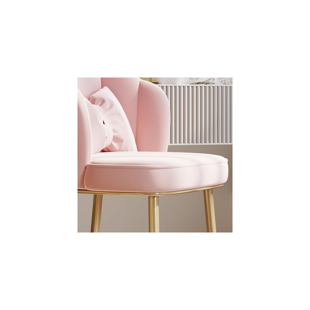 Modern Armless Vanity Chair, High Back Padded Seat, Stylish Blue & Gold Legs, Perfect for Makeup, Reading, Living Room, Bedroom, Home Decor Accent.