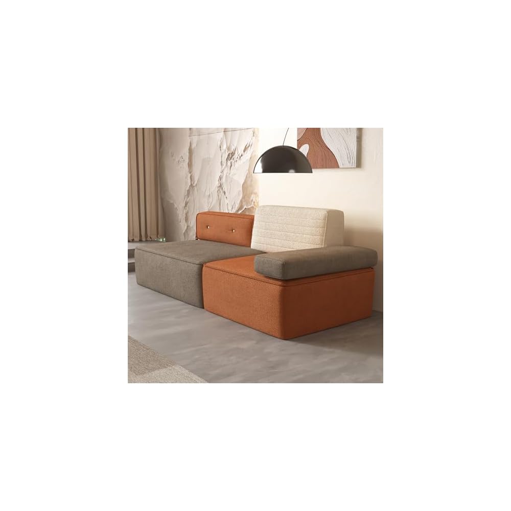 80"Mid‑Century Modular Sectional Sofa Fabric 3‑Seat Multi‑Tone