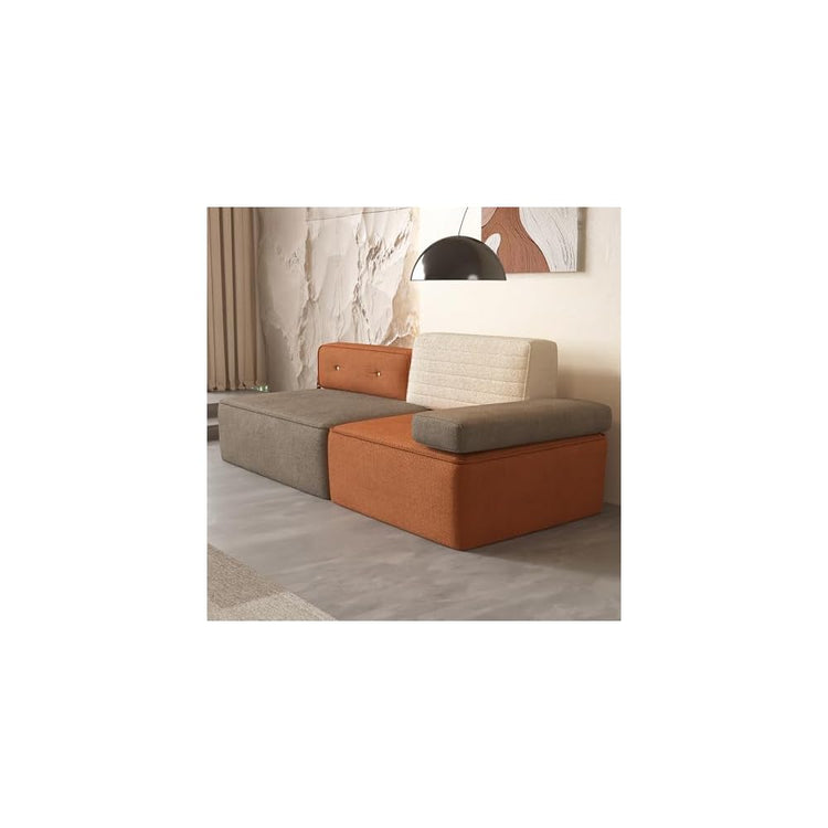 80"Mid‑Century Modular Sectional Sofa Fabric 3‑Seat Multi‑Tone