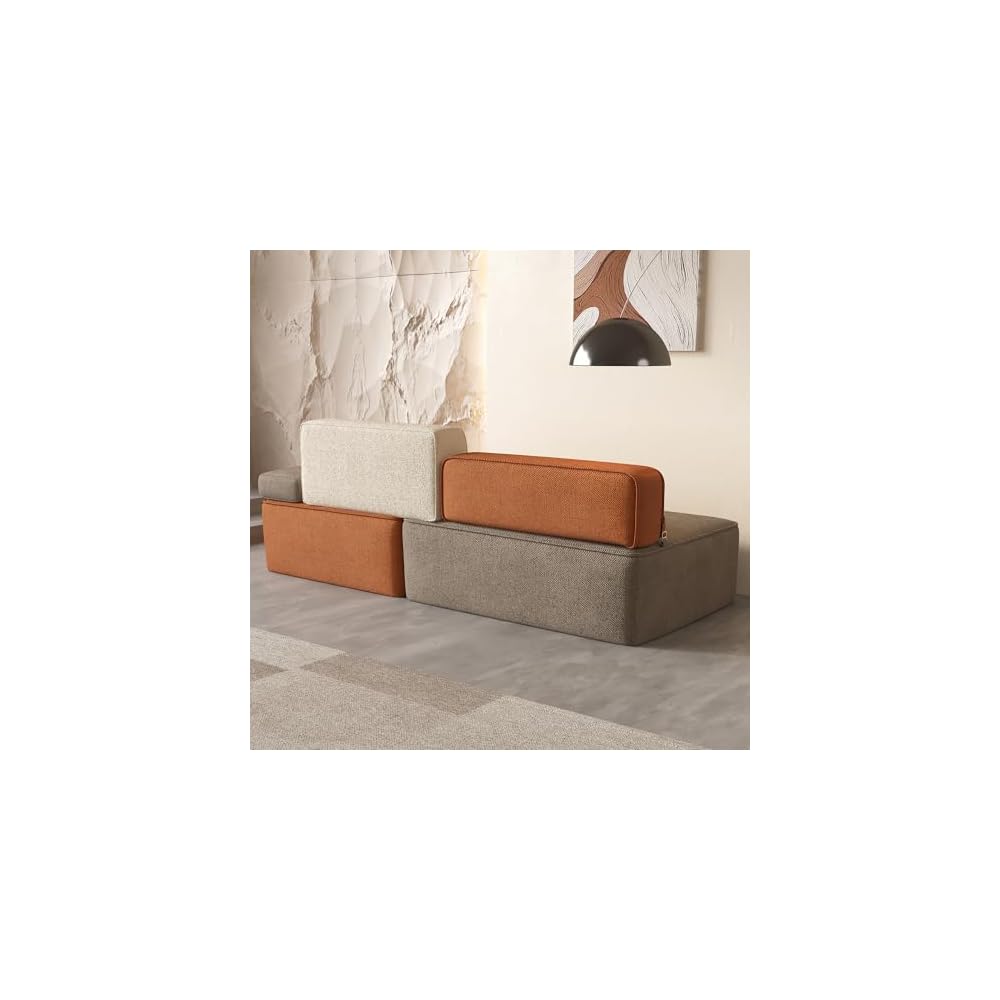 80"Mid‑Century Modular Sectional Sofa Fabric 3‑Seat Multi‑Tone